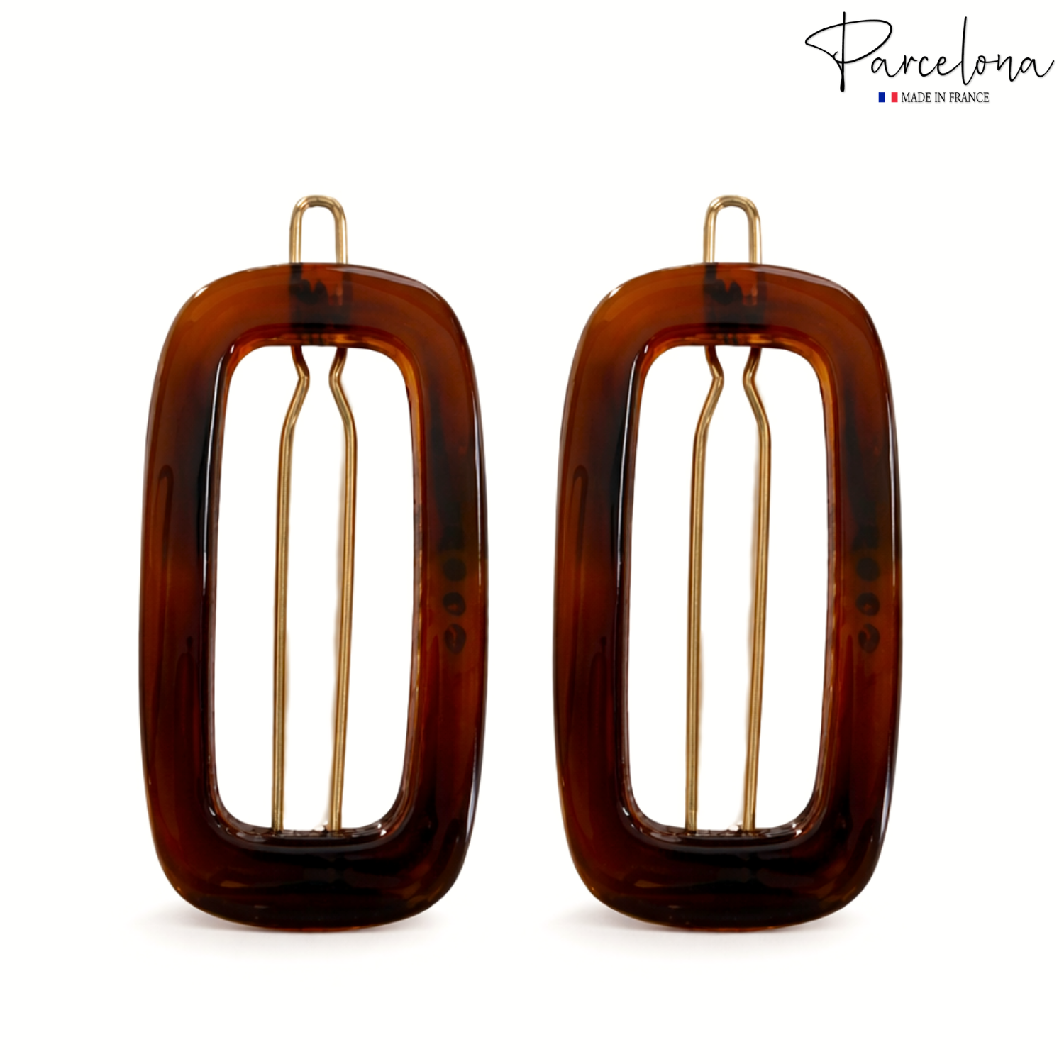 Parcelona Rectangle 1.75" Tortoise Shell Small Hair Clip Tige Boule Barrette
