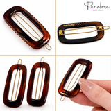 Parcelona Rectangle 1.75" Tortoise Shell Small Hair Clip Tige Boule Barrette