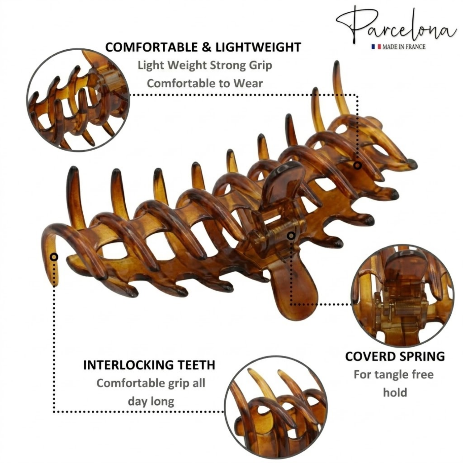 Parcelona French Rake Large Cellulose Acetate Jaw Hair Claw for Women and Girls