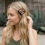 Parcelona Rectangle 1.75" Tortoise Shell Small Hair Clip Tige Boule Barrette