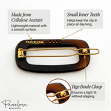 Parcelona Rectangle 1.75" Tortoise Shell Small Hair Clip Tige Boule Barrette