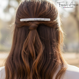 French Amie Long And Thin Large 4” Celluloid Handmade Hair Clip Barrette