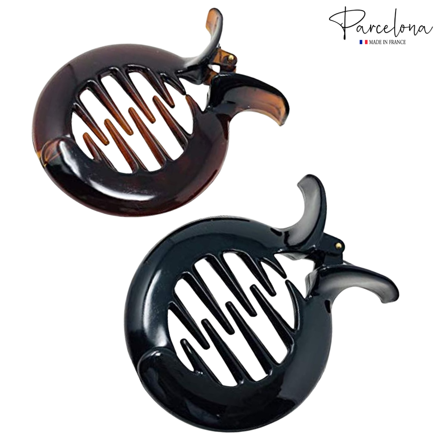 Parcelona French Round Tang Fish Inner Teeth Cellulose Hair Claws for Women