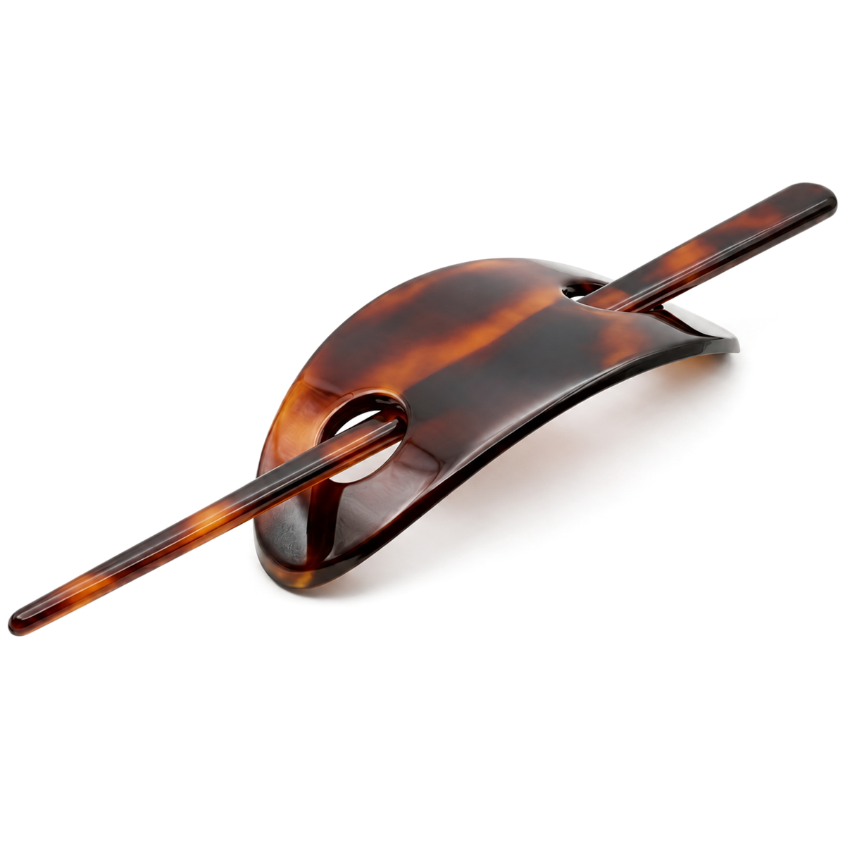 Parcelona French Classic Oval Shell Cellulose Hair Barrette with Stick for Women