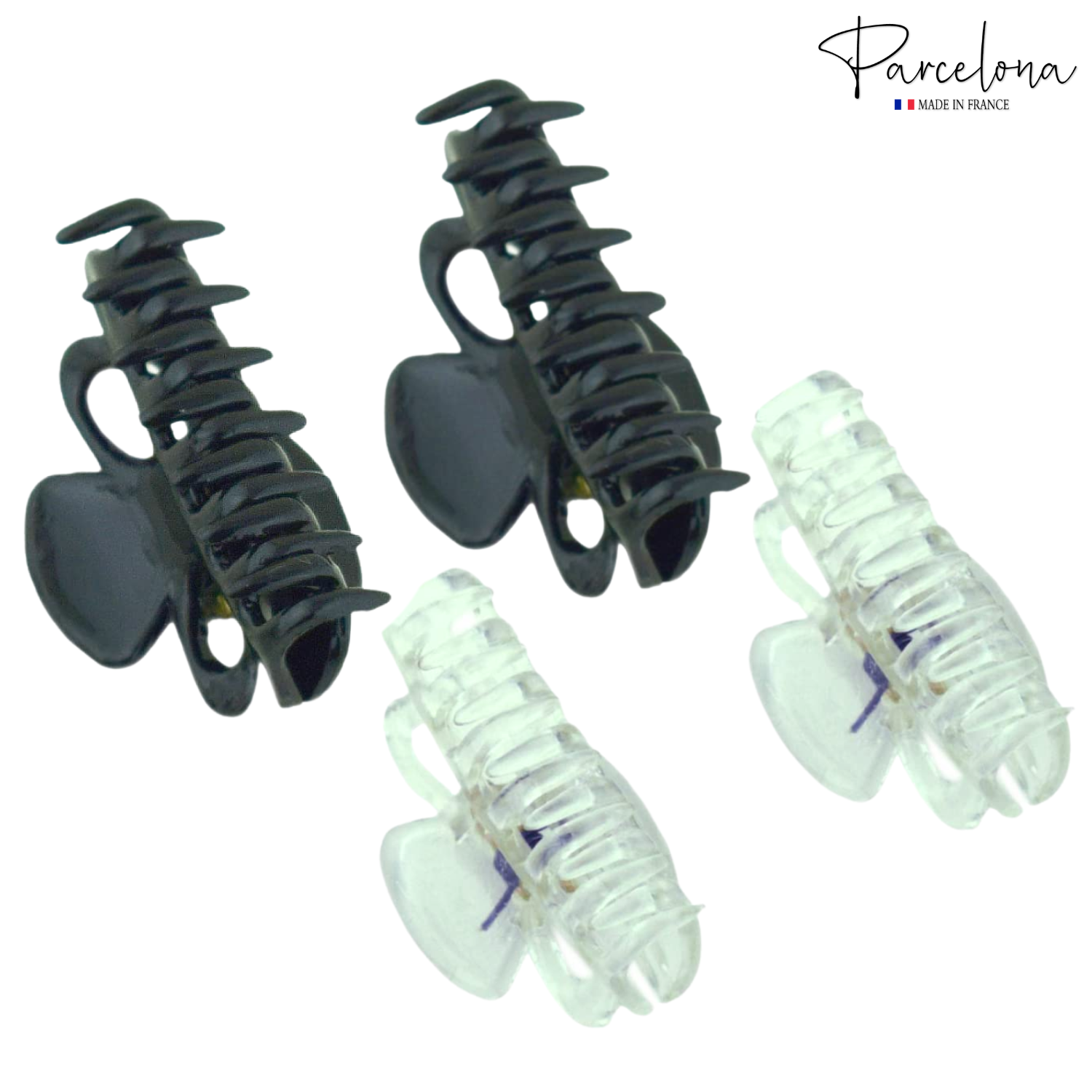 Parcelona French Petite Very Small Cellulose Set of 4 Hair Claws For Women