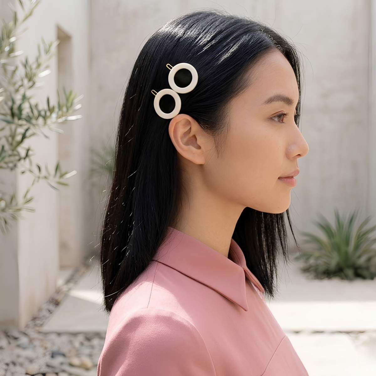 French Amie Mini Circle 1 ¼” Hair Clip - Snap Tige Boule Women Barrette Set Of 2