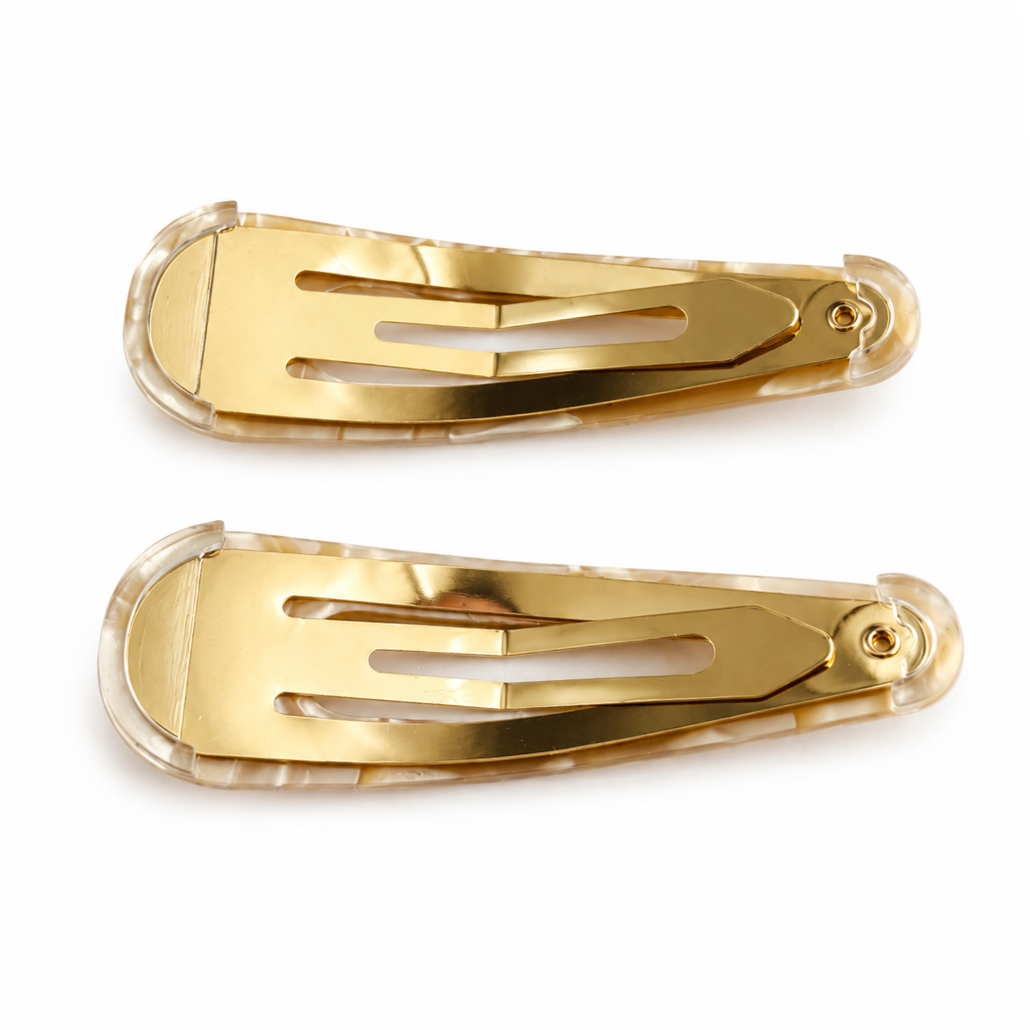 Moeni Teardrop Marble Acetate 2.75 Inch Snap Hair Clips for Women Set of 2