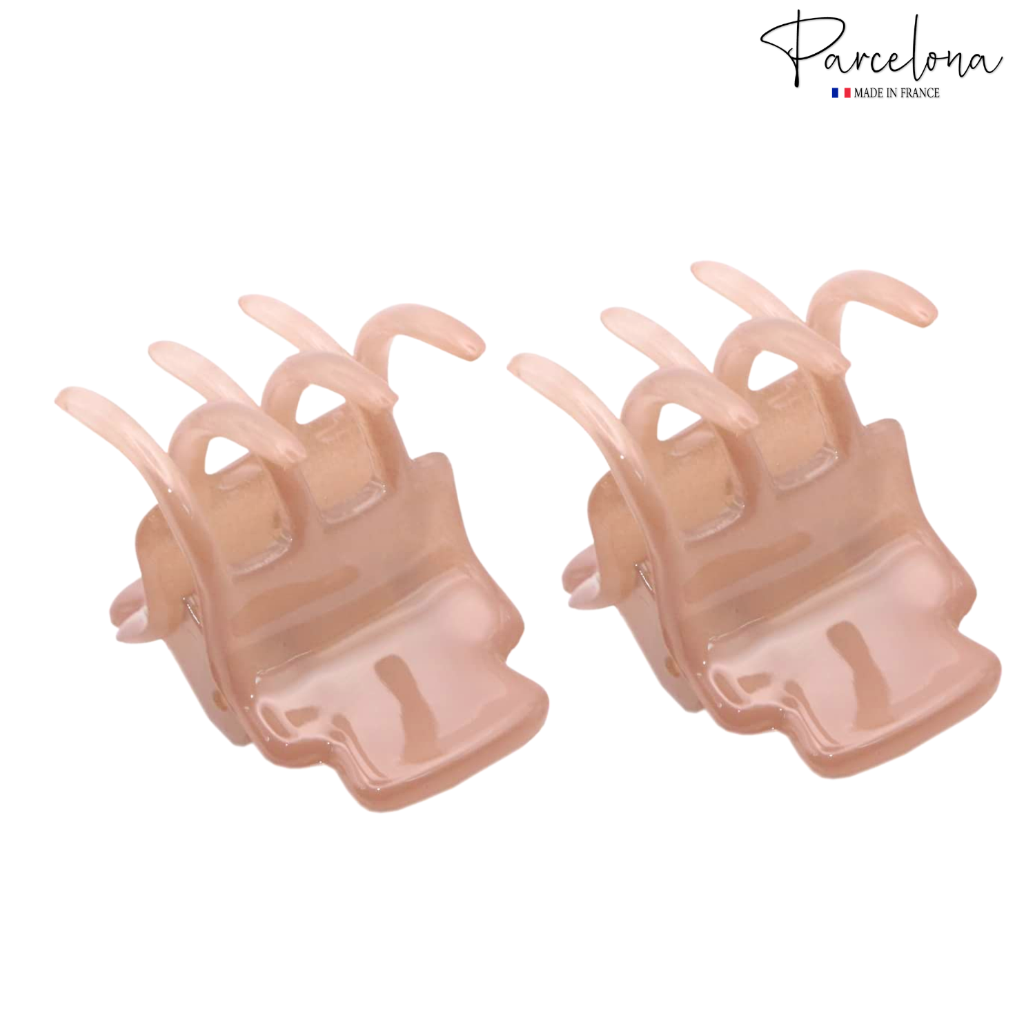 Parcelona French Glossy Square Very Small Cellulose Hair Claws for Women 2Pcs