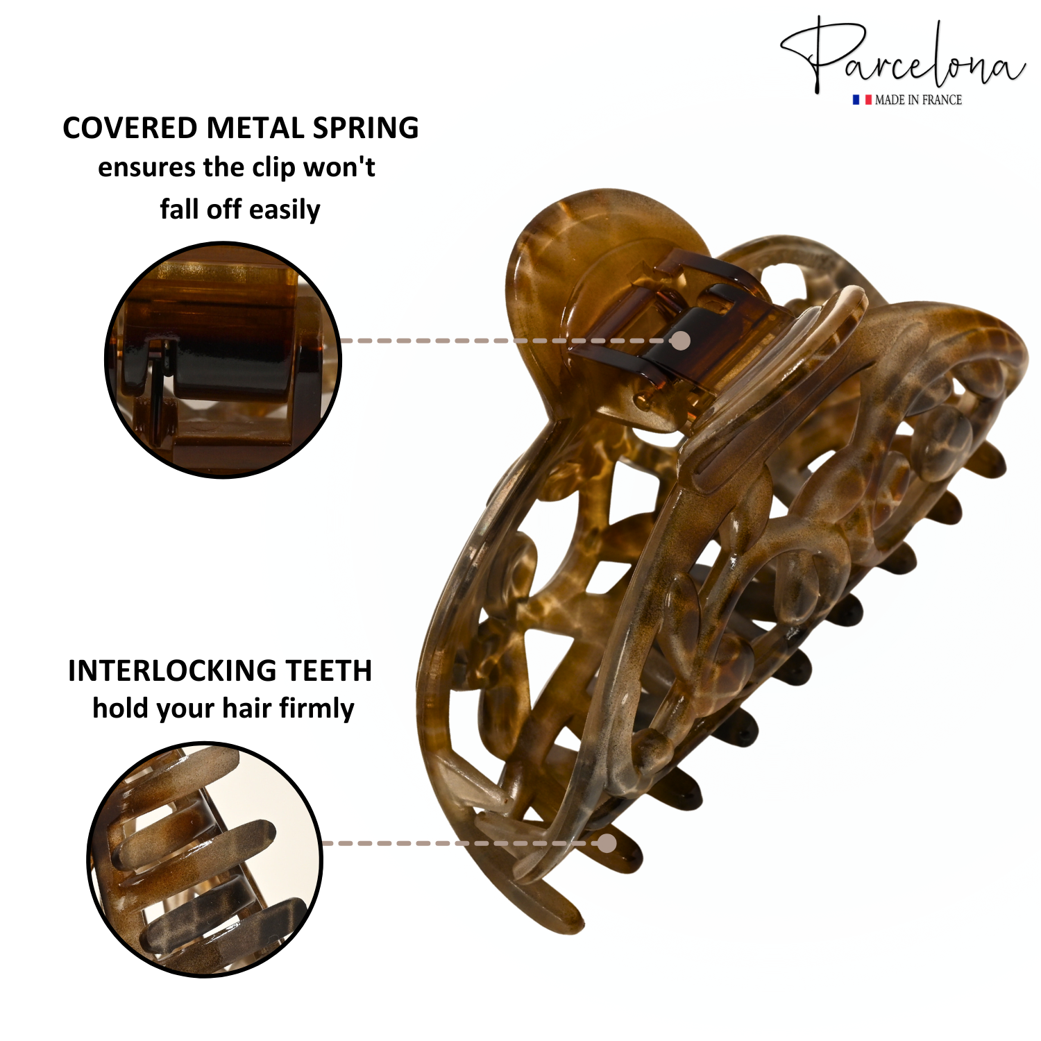 Parcelona French New Jardin Medium Cellulose Jaw Hair Claw for Women and Girls