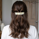 French Amie Long Rectangle Handmade Large Hair Barrette Clip for Women N Girls