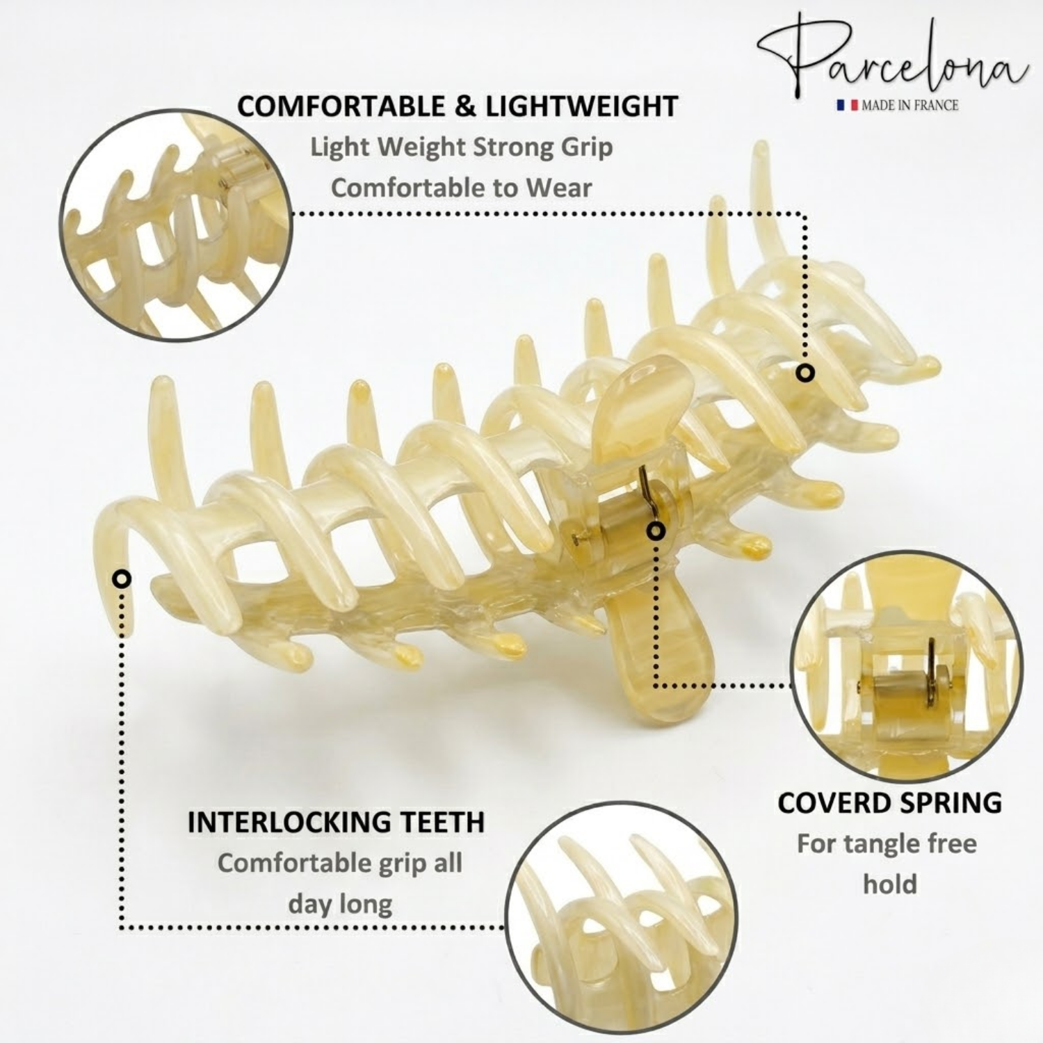 Parcelona French Rake Large Cellulose Acetate Jaw Hair Claw for Women and Girls