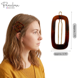 Parcelona Rectangle 1.75" Tortoise Shell Small Hair Clip Tige Boule Barrette