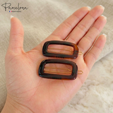 Parcelona Rectangle 1.75" Tortoise Shell Small Hair Clip Tige Boule Barrette