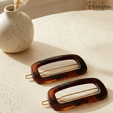 Parcelona Rectangle 1.75" Tortoise Shell Small Hair Clip Tige Boule Barrette