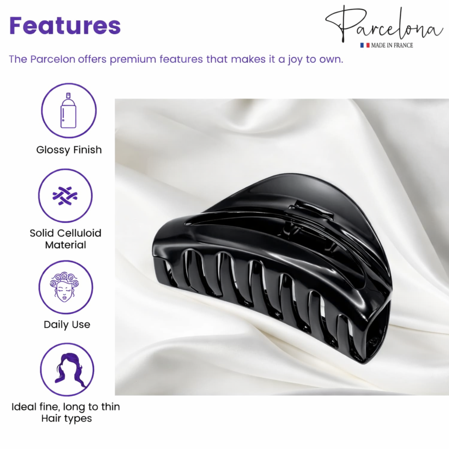 Parcelona French Vrille 2 3/4" Small Shell Jaw Hair Claw Clip for Women