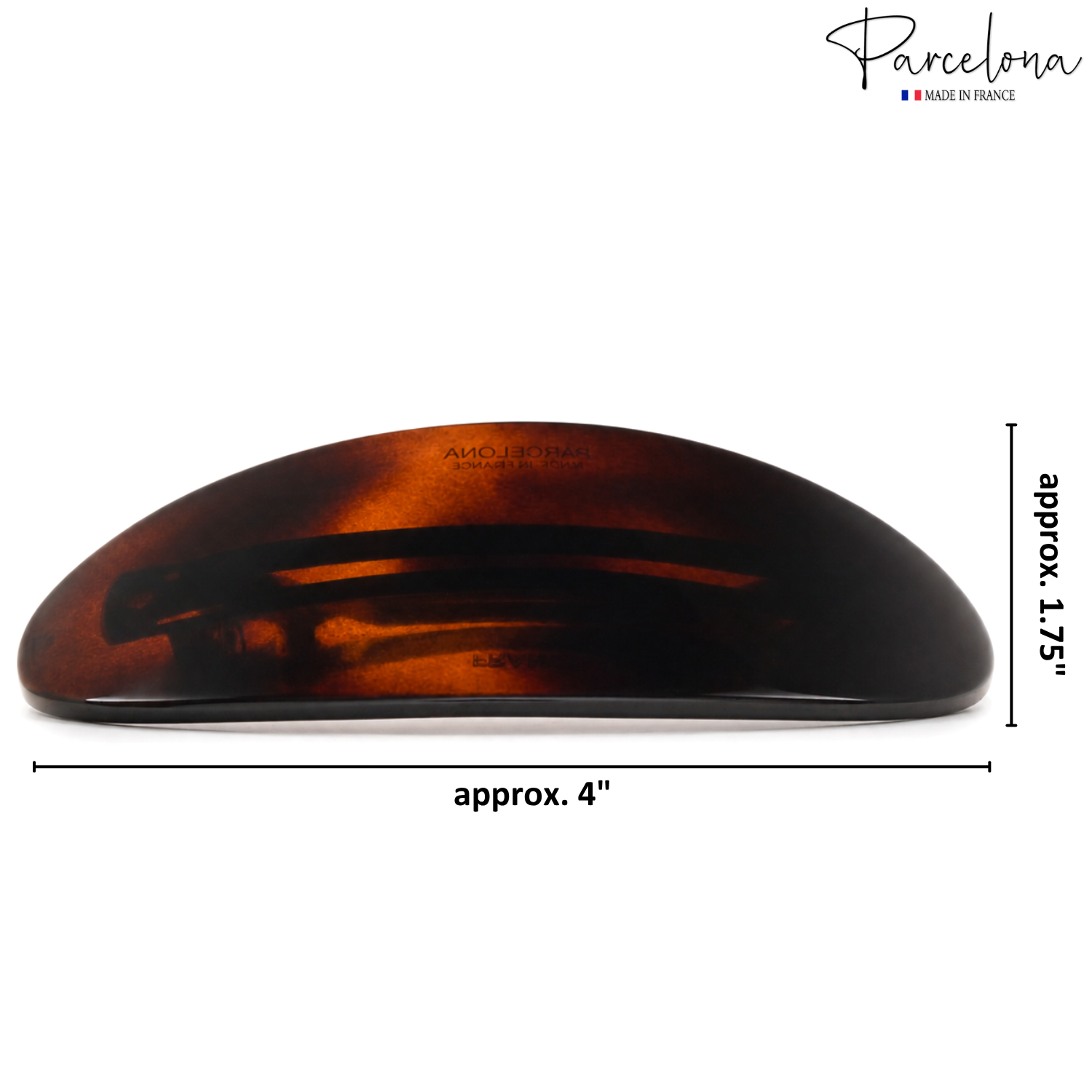 Parcelona French Dome Large 4" Tortoise Shell Cellulose Acetate Hair Barrette