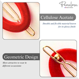 Parcelona French Eggie Red Oval Hair Clips Mini Barrette Side Slide Set of 2