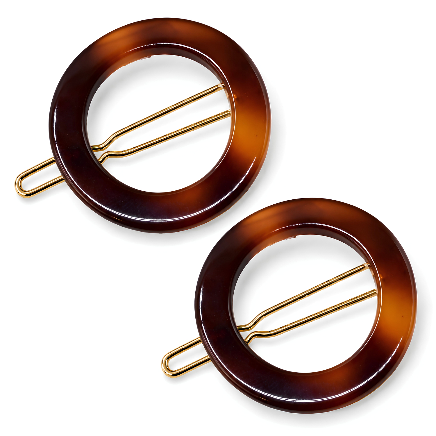 French Amie Mini Circle 1 ¼” Hair Clip - Snap Tige Boule Women Barrette Set Of 2