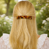 Parcelona French Large Rectangular Barrette 4" Pony Hair Clip for Women & Girls
