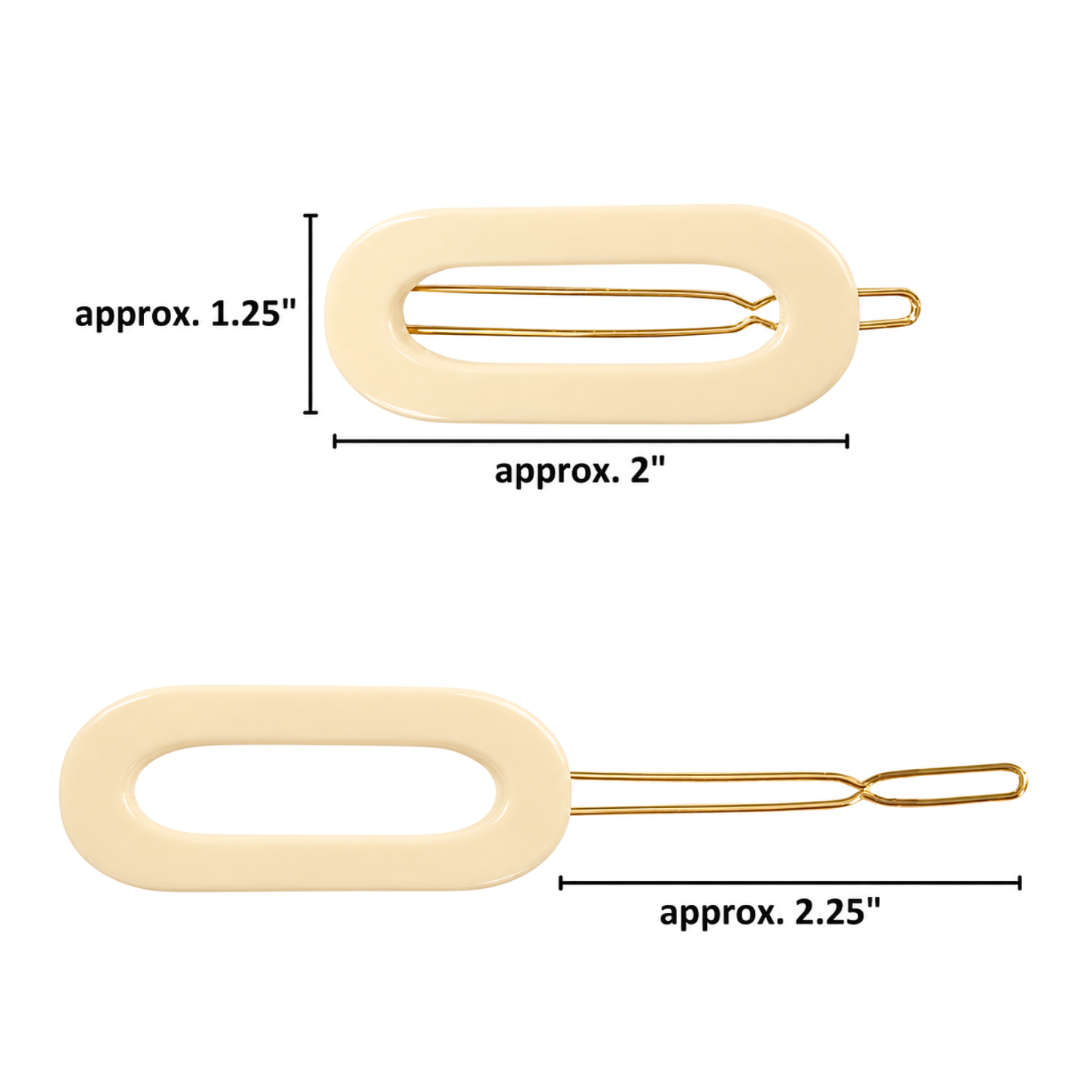 French Amie Mini Oval 2” Cellulose Handmade Snap Tige Boule Hair Clips