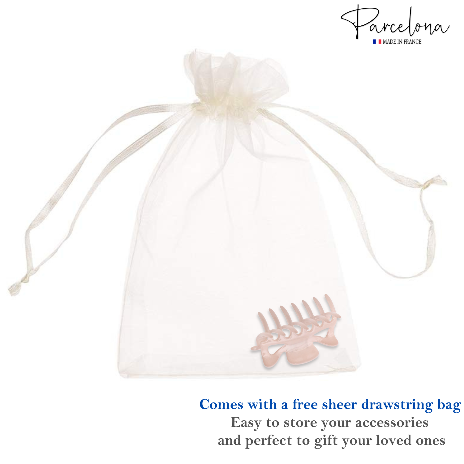Parcelona French Classic 3" Medium Cellulose Covered Spring Hair Claw Clip