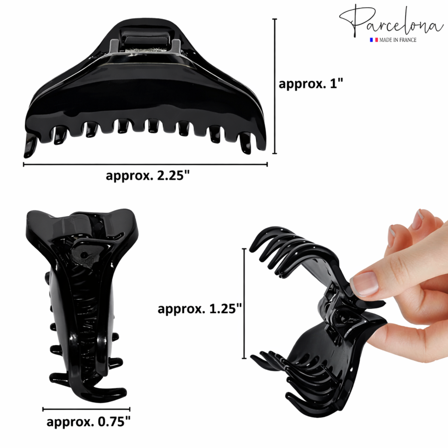 Parcelona France Skinny Boss Hair Claw 2 1/4" Small Jaw Hair Clips for Women