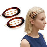 Parcelona Oval Hoop 1.75" Tortoise Shell Small Hair Clip Tige Boule Barrette
