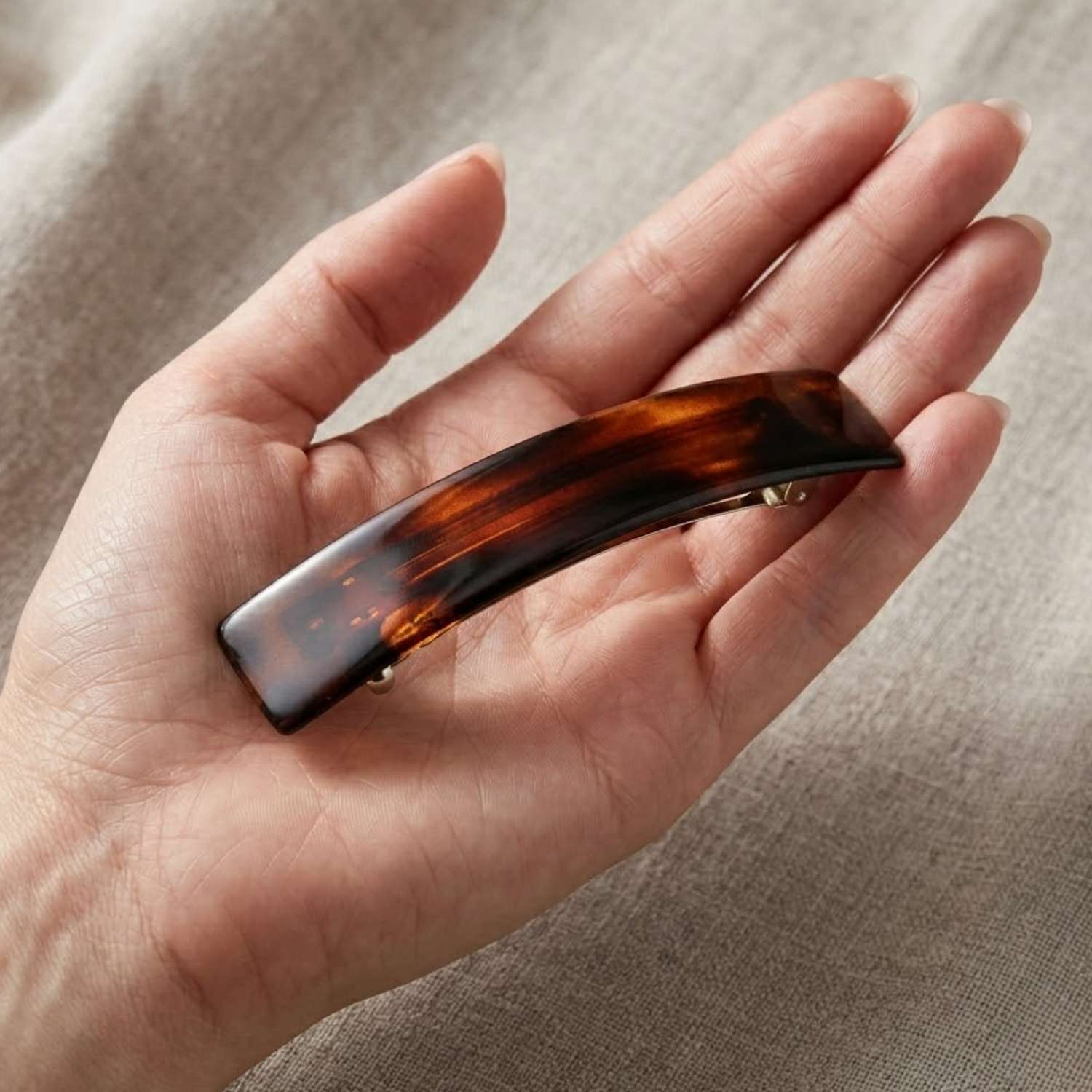 Parcelona French Rectangle Large 4.25 Inch Tortoise Shell Hair Barrette