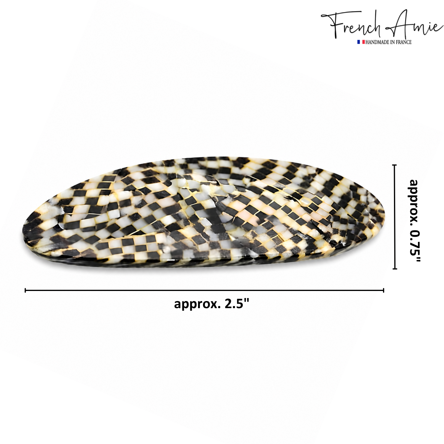 French Amie Oval Mini 2.5" Cellulose Acetate Hair Barrette Clip Women