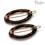 Parcelona Oval Hoop 1.75" Tortoise Shell Small Hair Clip Tige Boule Barrette