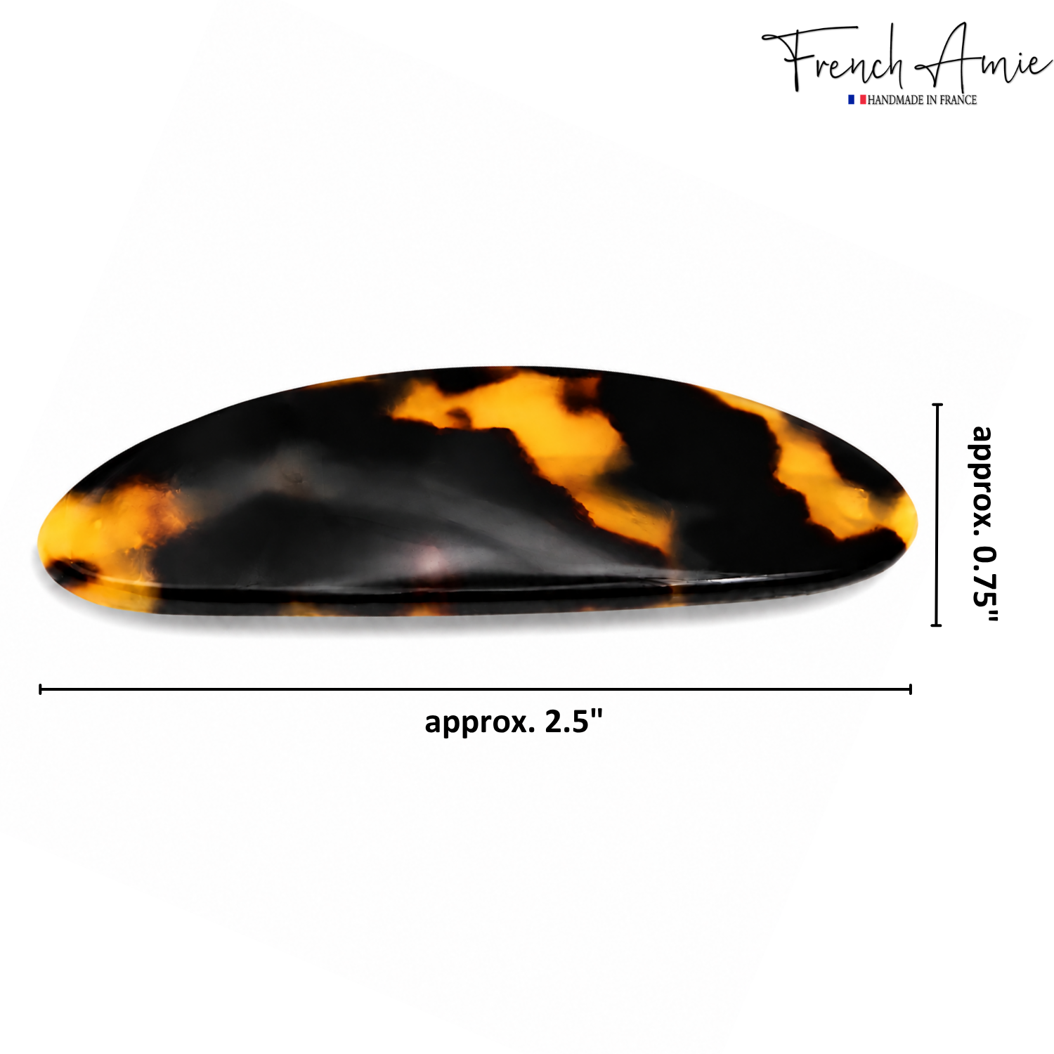 French Amie Oval Mini 2.5" Cellulose Acetate Hair Barrette Clip Women