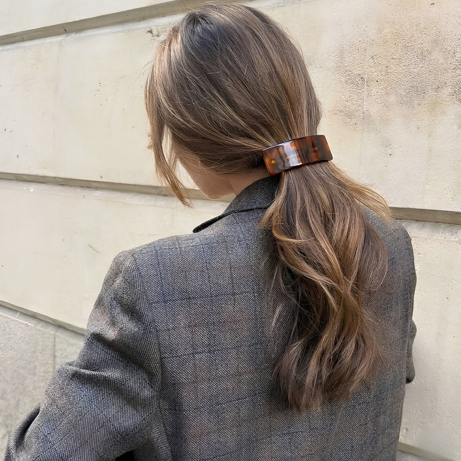 Parcelona French Flat Top Medium 3.25 Inch Tortoise Shell Hair Barrette