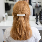 Parcelona Small Rectangular Glossy 2 Inch Hair Clip Barrette for Women Set of 2