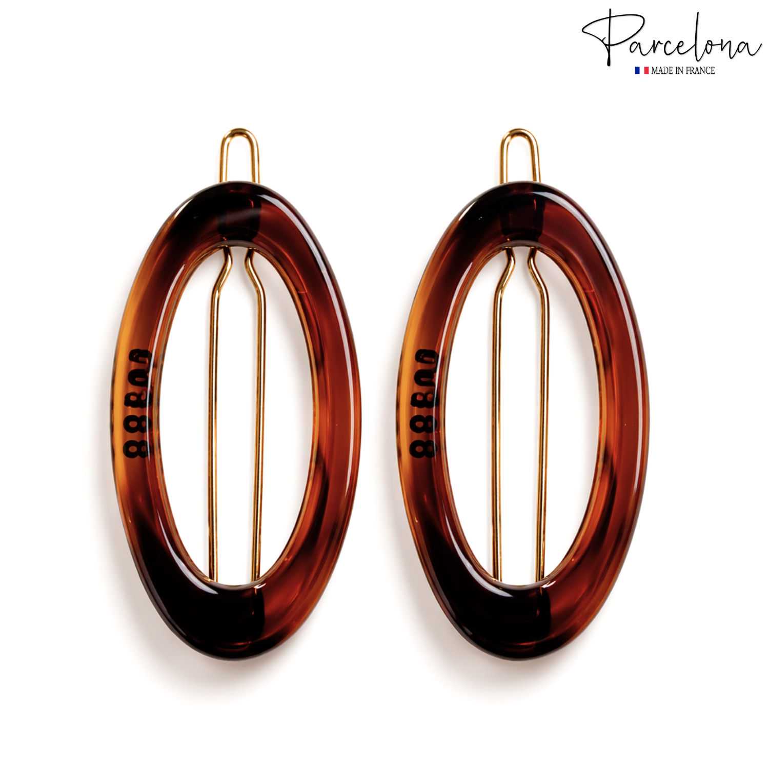 Parcelona Oval Hoop 1.75" Tortoise Shell Small Hair Clip Tige Boule Barrette
