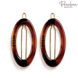 Parcelona Oval Hoop 1.75" Tortoise Shell Small Hair Clip Tige Boule Barrette