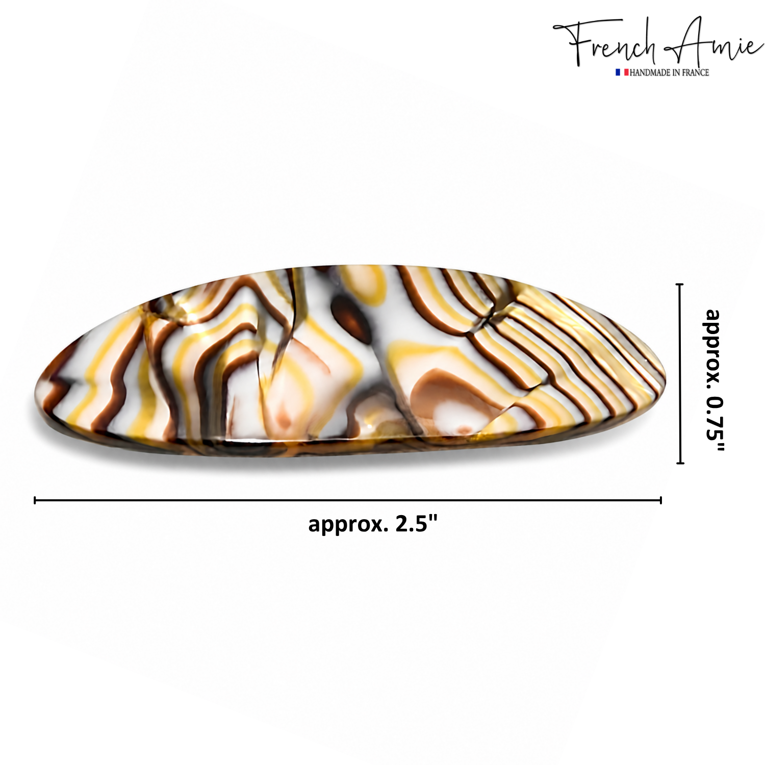 French Amie Oval Mini 2.5" Cellulose Acetate Hair Barrette Clip Women