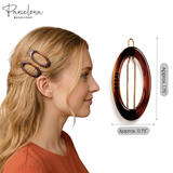 Parcelona Oval Hoop 1.75" Tortoise Shell Small Hair Clip Tige Boule Barrette