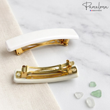 Parcelona Small Rectangular Glossy 2 Inch Hair Clip Barrette for Women Set of 2