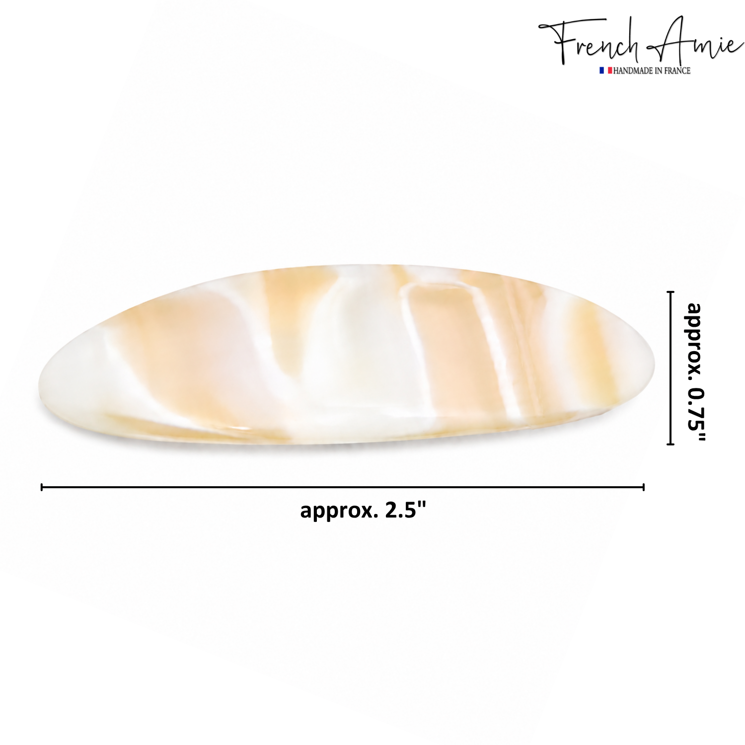French Amie Oval Mini 2.5" Cellulose Acetate Hair Barrette Clip Women