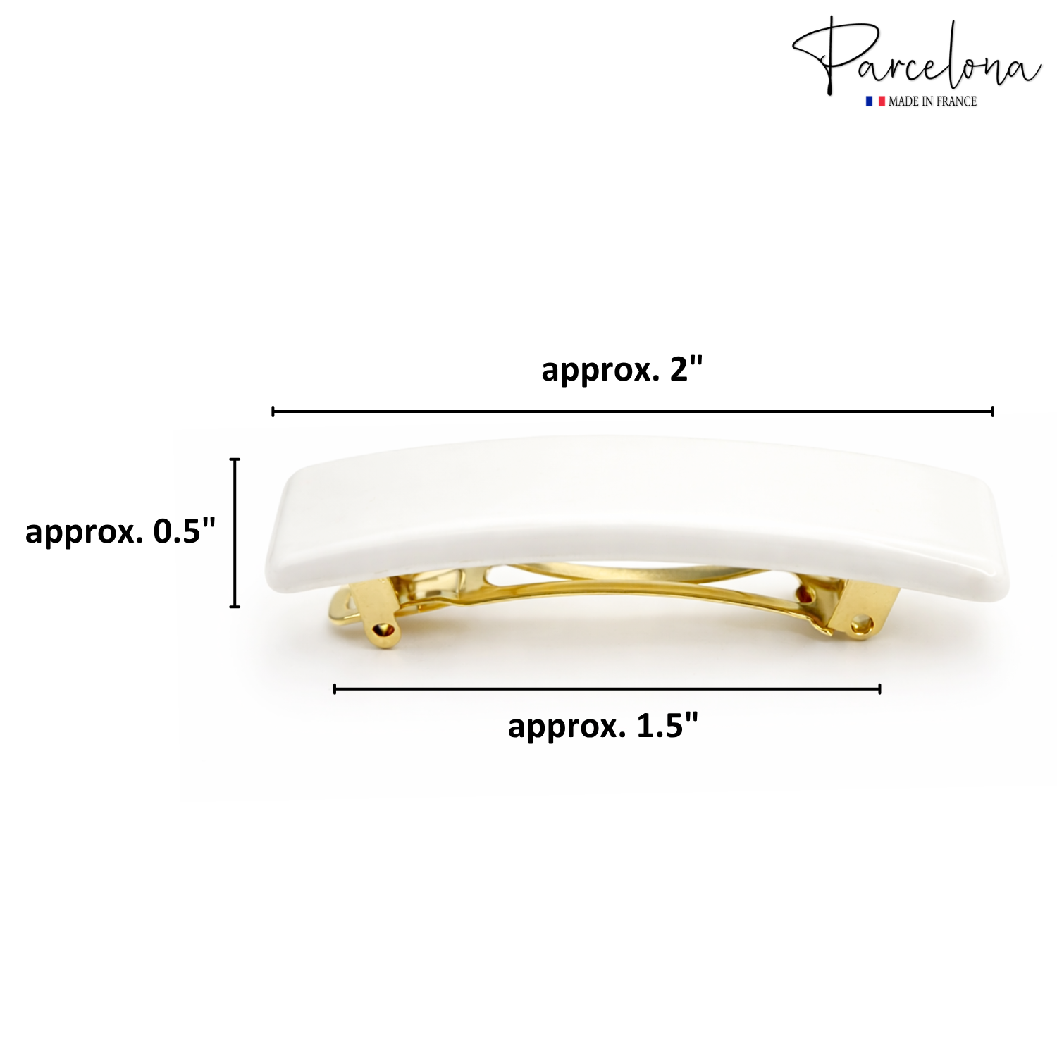 Parcelona Small Rectangular Glossy 2 Inch Hair Clip Barrette for Women Set of 2