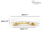 Parcelona Small Rectangular Glossy 2 Inch Hair Clip Barrette for Women Set of 2