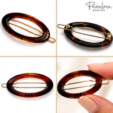 Parcelona Oval Hoop 1.75" Tortoise Shell Small Hair Clip Tige Boule Barrette