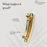 Parcelona Small Rectangular Glossy 2 Inch Hair Clip Barrette for Women Set of 2