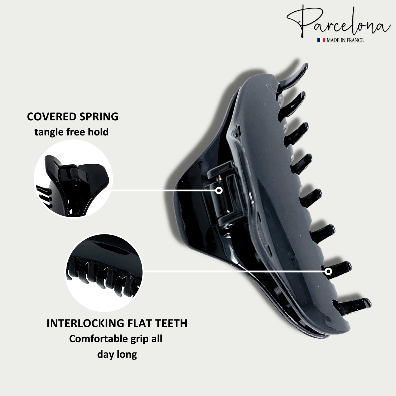 Parcelona French Boss Thin and Narrow Cellulose Hair Claws for Women (2 Pcs)