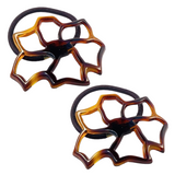 Parcelona French Floral Cut Out Tortoise Shell Brown Small 2 ½” Celluloid Flexib