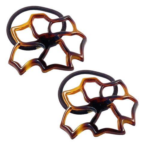 Parcelona French Floral Cut Out Tortoise Shell Brown Small 2 ½” Celluloid Flexib