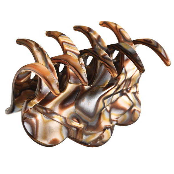 French Amie Crown Wave Small 2.5” Celluloid Handmade Interlocking Hair Claw