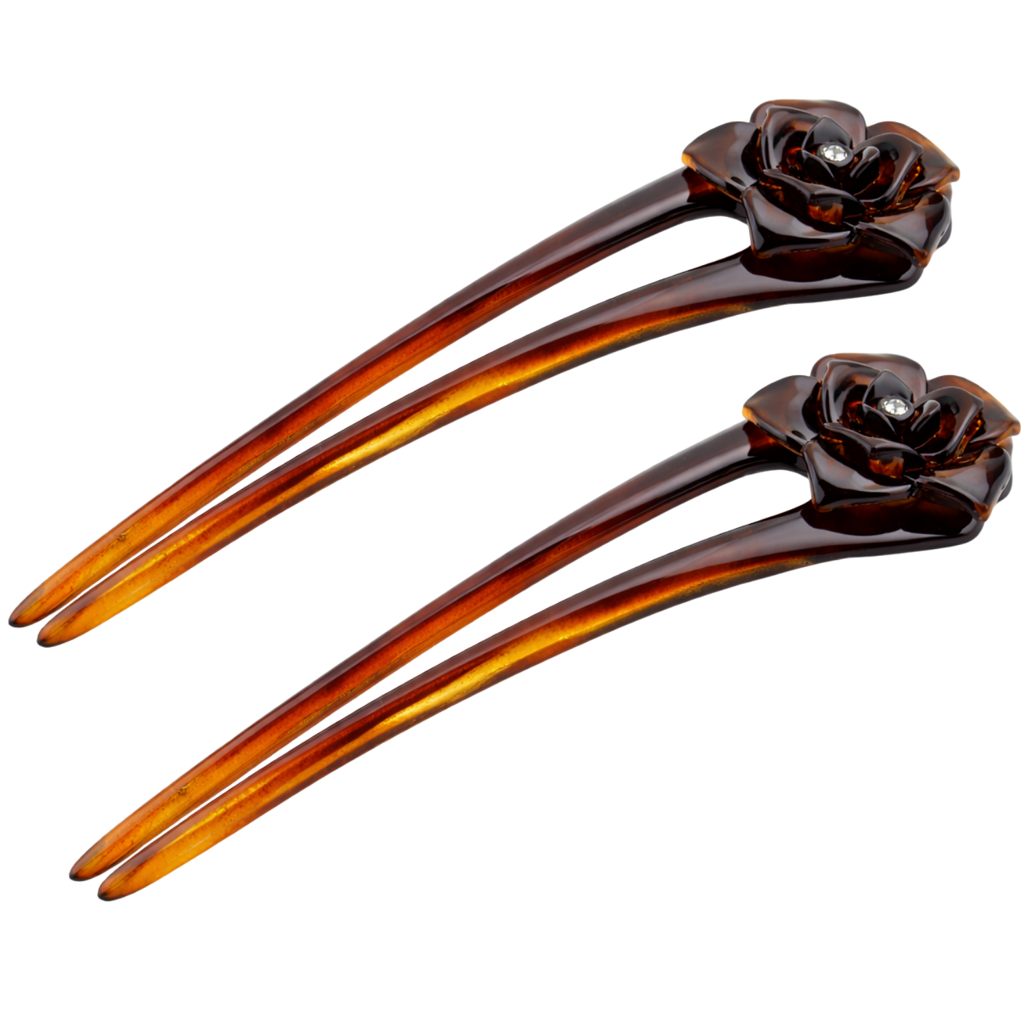 Parcelona French Large 5" U-Shaped Crystal Brown Cellulose Twist Stick Pin