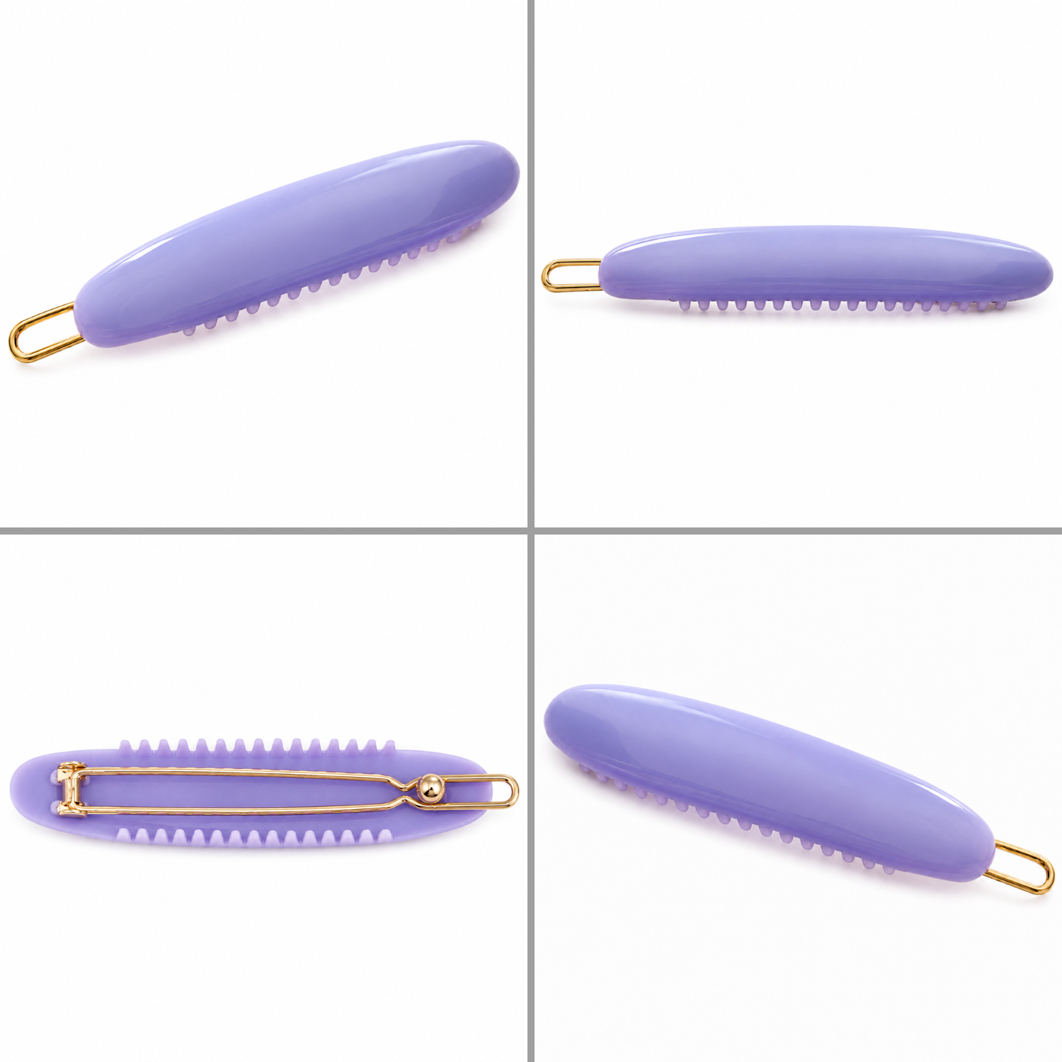 French Amie Oval Hair Barrette Clip Set of 2 Cellulose Acetate Tige Boule Clasp