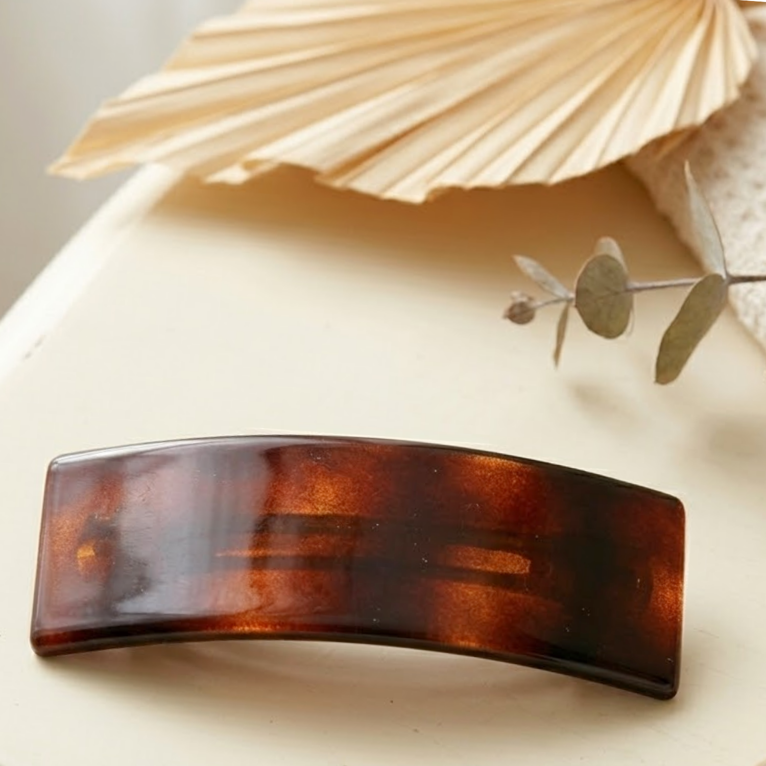 Parcelona French Flat Top Medium 3.25 Inch Tortoise Shell Hair Barrette